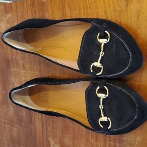 Dolce Vita Black Suede Gold Bit Loafers Size 9.5 excellent condition 🌟🌟🌟